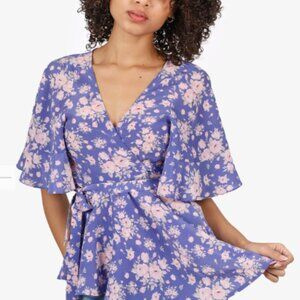 Selkie Purple/Pink Floral Print Blouse Size